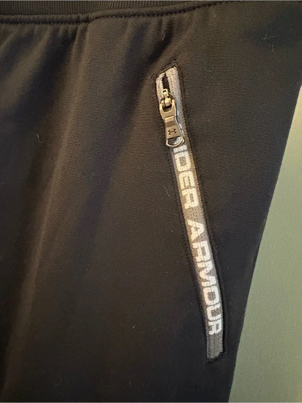 Under Armour Black Jogger Pants with White Logo and Gray Trim